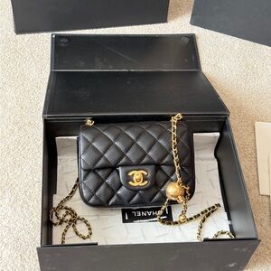 Chanel Black Quilted Mini Bag with Gold Chain